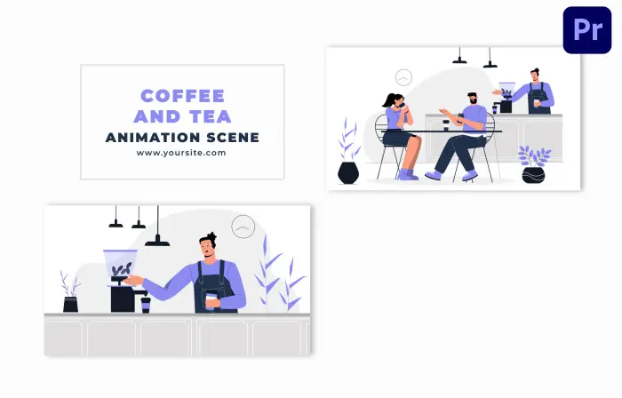 Coffee and Tea Vector Animation Scene